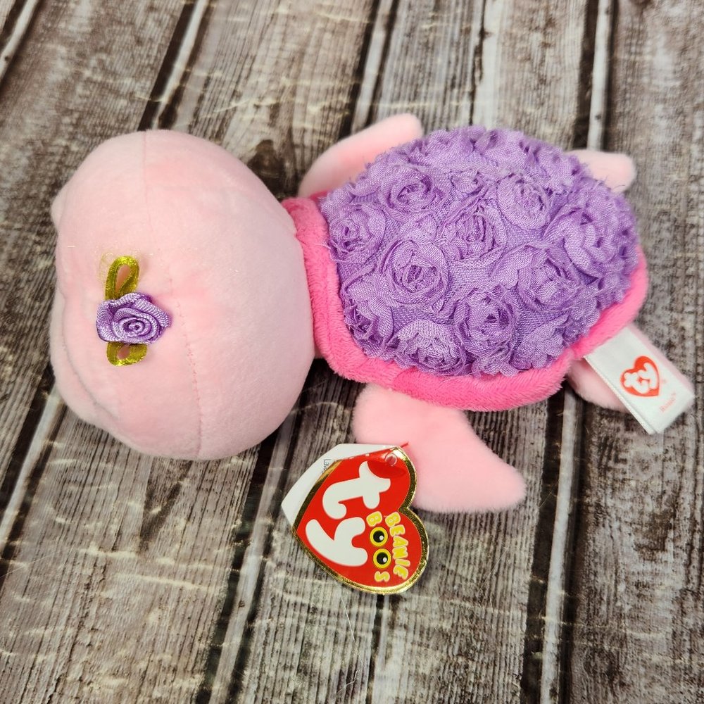 TY Beanie Boo  "Rosie" The Purple Rose Turtle Plush 6" Pink Purple Retired NWT - Picture 5 of 7